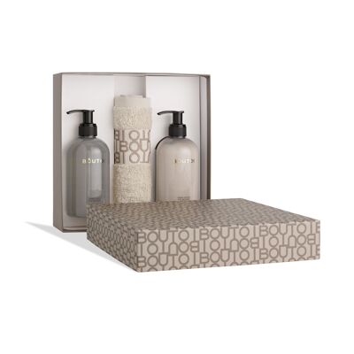 Caja regalo Indulge - Fig Delight - Jabón de manos 300ml + Loción de manos 300ml + toalla de invitados