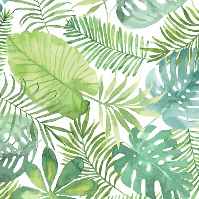Placemats | Washable placemats - tropical green palm leaves