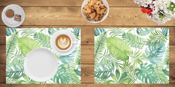 Napperons | Sets de table lavables - feuilles de palmier vert tropical 2