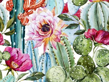 Napperons | Sets de table lavables - fleurs tropicales avec cactus 1