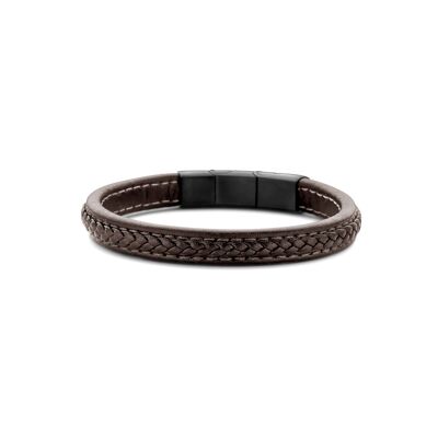 Bracelet en cuir tressé raffiné marron