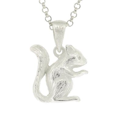 Sterling Silver Squirrel Pendant with 18" Trace Chain and Presentation Box