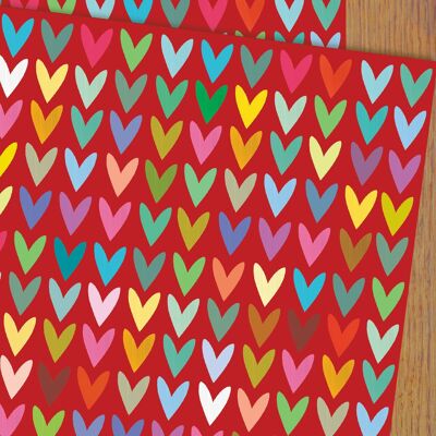 WP117 Red Hearts Wrapping Paper