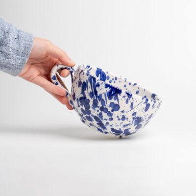 Large ceramic breakfast bowl 13cm / Blue specks - PERSIA