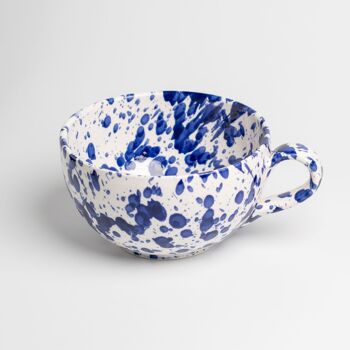 Grand bol petit-déjeuner en céramique 13cm / Taches bleues - PERSIA 6