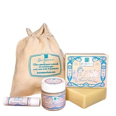 cosmetic bag (1 soap 100g + 1 moisturizing balm 50ml + 1 lip balm 4.9g)