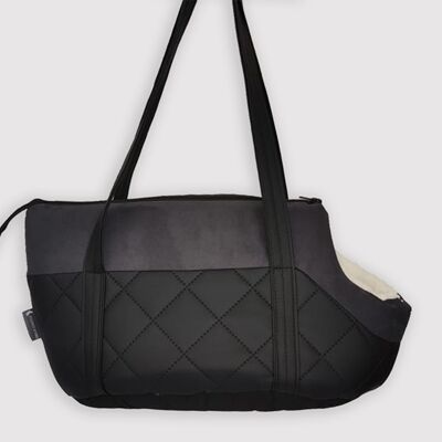 Premium pet carrier tote bag - two tone navy/black medium