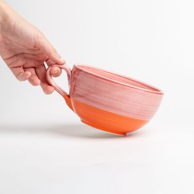 Ciotola da colazione grande in ceramica 13 cm / Rosa e arancione - ALICIA