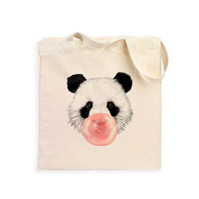 WOMEN'S NATURAL TOTEBAG BUBBLE PANDA