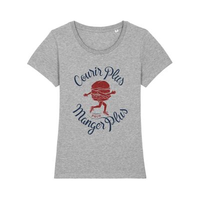 CAMISETA MUJER CORAZÓN GRIS CORRE MÁS PARA COMER MÁS
