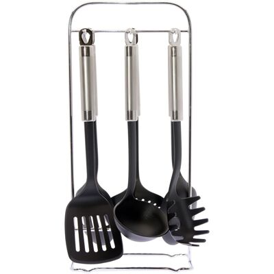 SET 6 UTENSILI DA CUCINA NYLON/ACCIAIO C/SUPPORTO:19X12X41 CM P LETA:33 CM ST81995