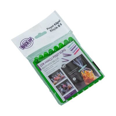 SET OF 8 SMALL ACRYLIC BAG CLIPS, ASSORTED COLORS _9X1CM ST87015