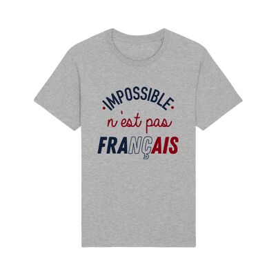 MEN'S HEART GRAY TSHIRT IMPOSSIBLE IS NOT FRENCH ENKR