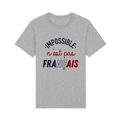 CAMISETA HOMBRE CORAZÓN GRIS IMPOSIBLE NO ES ENKR FRANCÉS