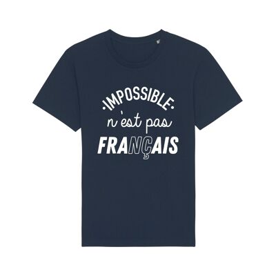 MARINEBLAUES T-SHIRT FÜR MÄNNER IMPOSSIBLE IS NOT FRANZÖSISCH ENKR