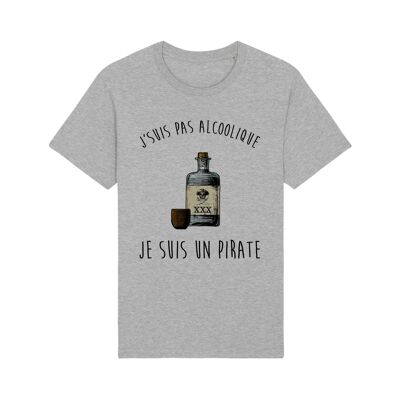 CAMISETA HOMBRE CORAZÓN GRIS NO SOY ALCOHÓLICO SOY PIRATA
