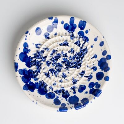 Ceramic fruit grater plate / Blue speckled - PERSIA