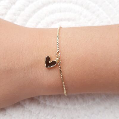 Pulsera Corazón Negro "La vida es bella"