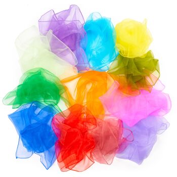 Lot de 10 écharpes de danse multicolores pour bébé, écharpe sensorielle en tissu de soie pour enfants, jonglerie, gymnastique, rythme de danse, accessoires magiques – 60 x 60 cm 5