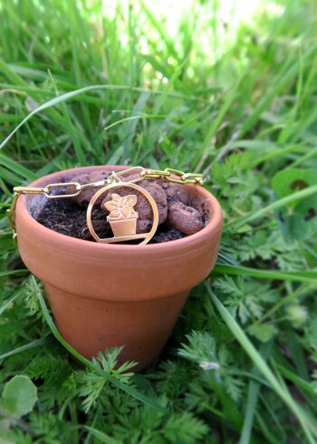 Bracelet plante peperomia, jardinage, botanique doré ou argenté 7