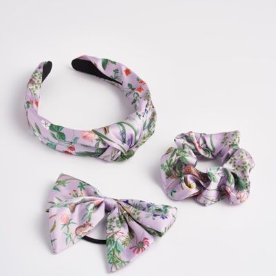 Meadow Creatures Headband, Scrunchie & Bow Lilac - Set of 3