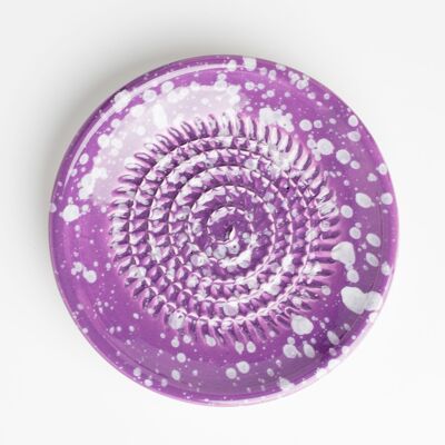 Ceramic dish for grating vegetables, cheese, fruit, vegetables / Purple speckled white AMETHYST