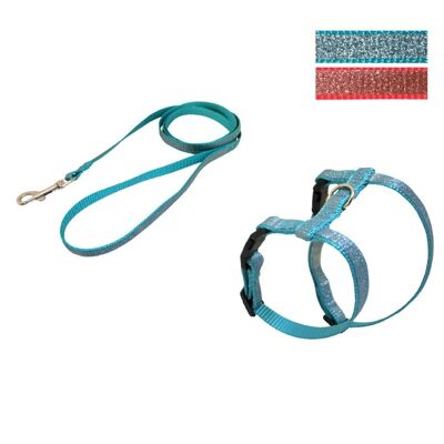 Cat leash and harness in Nylon - Glitter