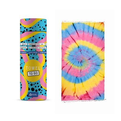 TIE DYE Beach Towel Solar with Recycled Gift Box – Blue / Yellow