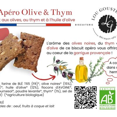 Ficha de producto laminada - Galleta Apéro de Oliva, Tomillo y Aceite de Oliva