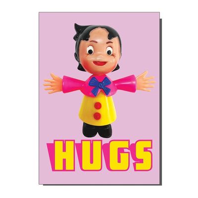 Tarjeta de felicitación inspirada en juguetes de abrazos