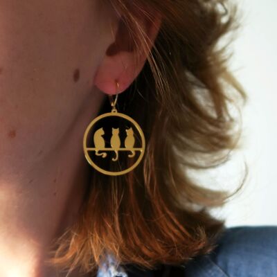 Cat trio earrings