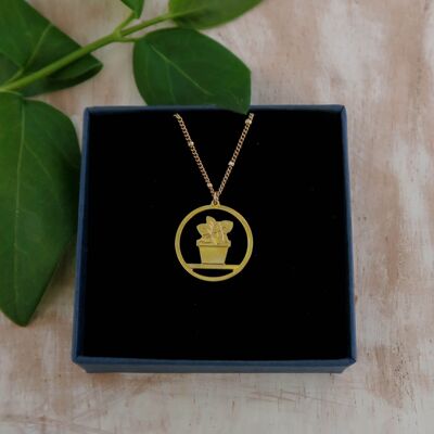 Peperomia plant necklace, gold or silver gardening