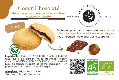 Fiche produit plastifiée - Biscuit sucré Coeur chocolat & noisettes