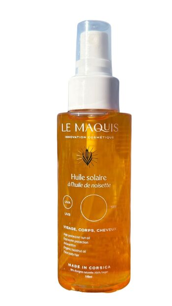 Huile solaire noisette / monoi Le Maquis 100ml SPF 50