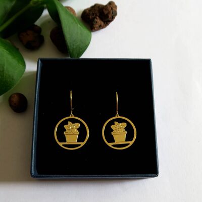 Peperomia plant earrings, botanical