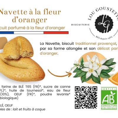 Fiche produit plastifiée - Biscuit sucré Navette à la fleur d'oranger
