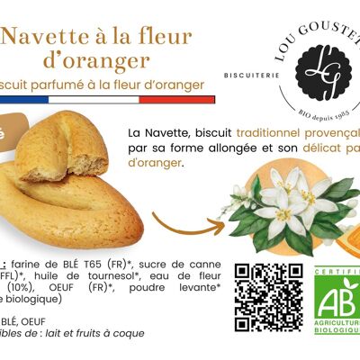 Laminiertes Produktblatt - Navette-Süßkeks mit Orangenblüten