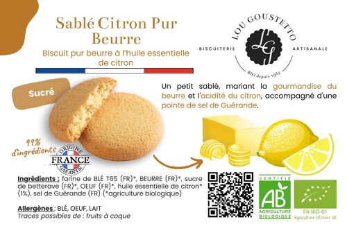 Fiche produit plastifiée - Biscuit sucré Sablé Citron Pur Beurre