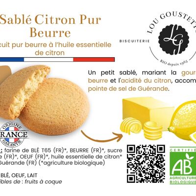 Ficha de producto laminada - Galleta dulce de mantequilla pura y limón