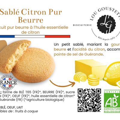 Fiche produit plastifiée - Biscuit sucré Sablé Citron Pur Beurre