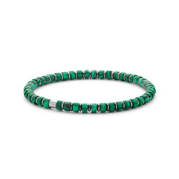 Bracelet Acier Vert & Perles Colorées 1