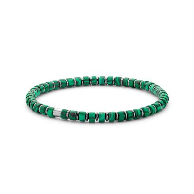 Bracelet Acier Vert & Perles Colorées