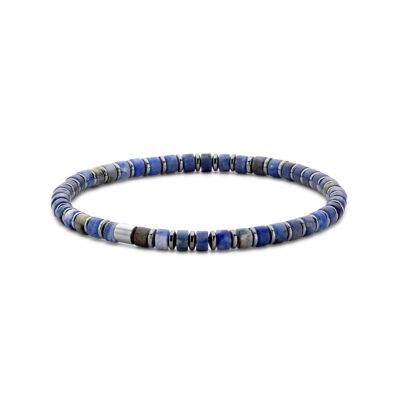 Armband aus blauem Stahl und farbigen Perlen