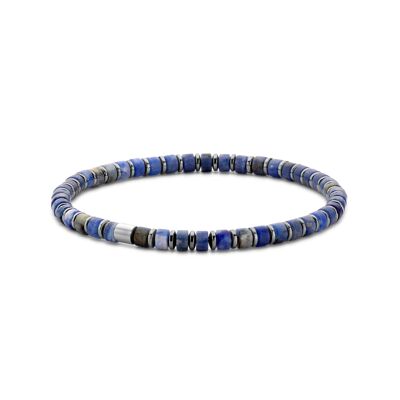 Pulsera de acero azul y cuentas de colores