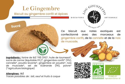 Fiche produit plastifiée - Biscuit sucré Le Gingembre & épices