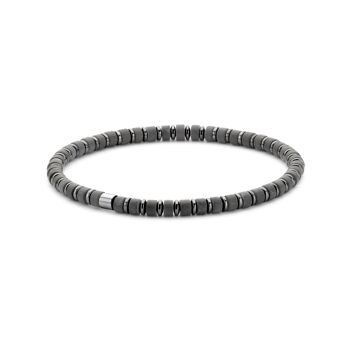 Bracelet Acier Noir & Perles Colorées 1