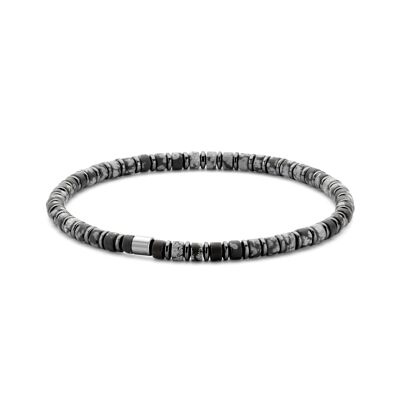 Bracelet Acier Gris & Perles Colorées