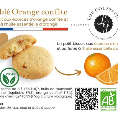 Fiche produit plastifiée - Biscuit sucré Sablé Orange Confite