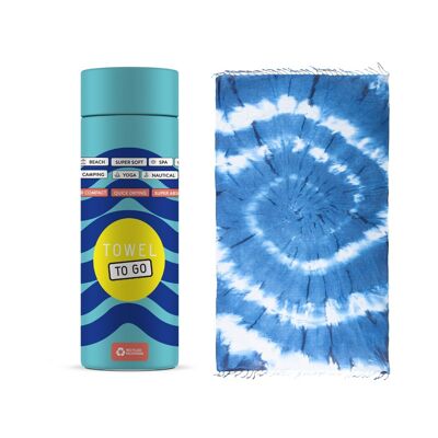 TIE DYE Beach Towel Solar with Recycled Gift Box – Blue / White