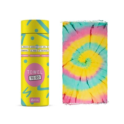TIE DYE Beach Towel Solar with Recycled Gift Box – Pink / Green